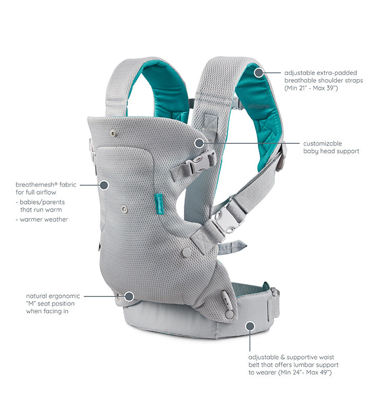Infantino Flip 4-In-1 Light & Airy Convertible Carrier (Light Grey)