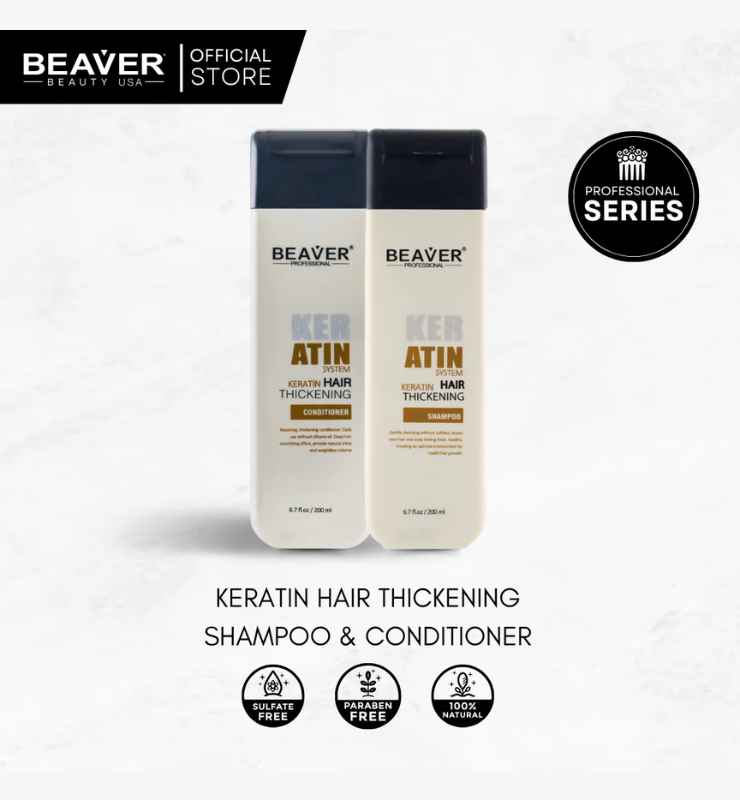 Beaver Keratin Hair Thickening Shampoo and Conditioner (200ml)