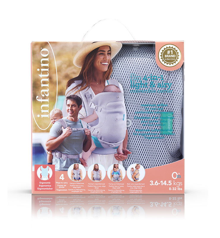 Infantino Flip 4-In-1 Light & Airy Convertible Carrier (Light Grey)