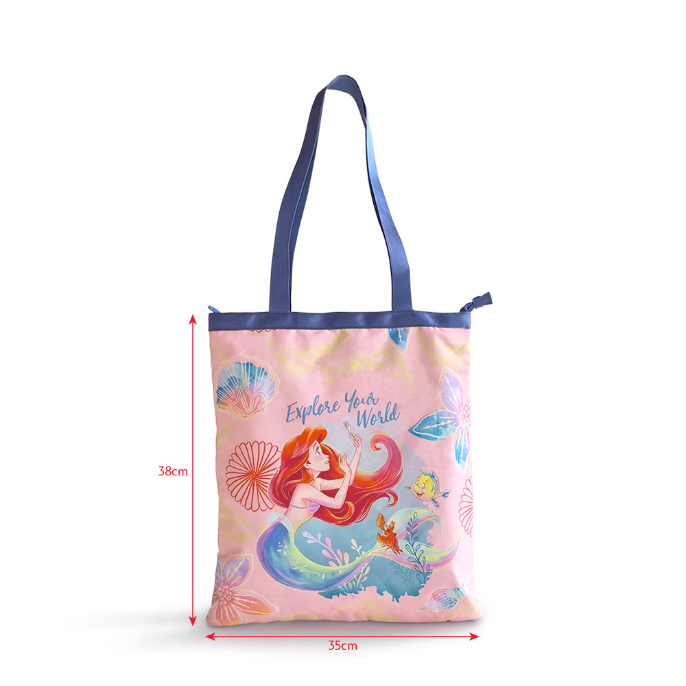 Zippies Lab Disney Little Mermaid Ariel Pearlescent Collection (Wristlet + Zipper Tote Bag)