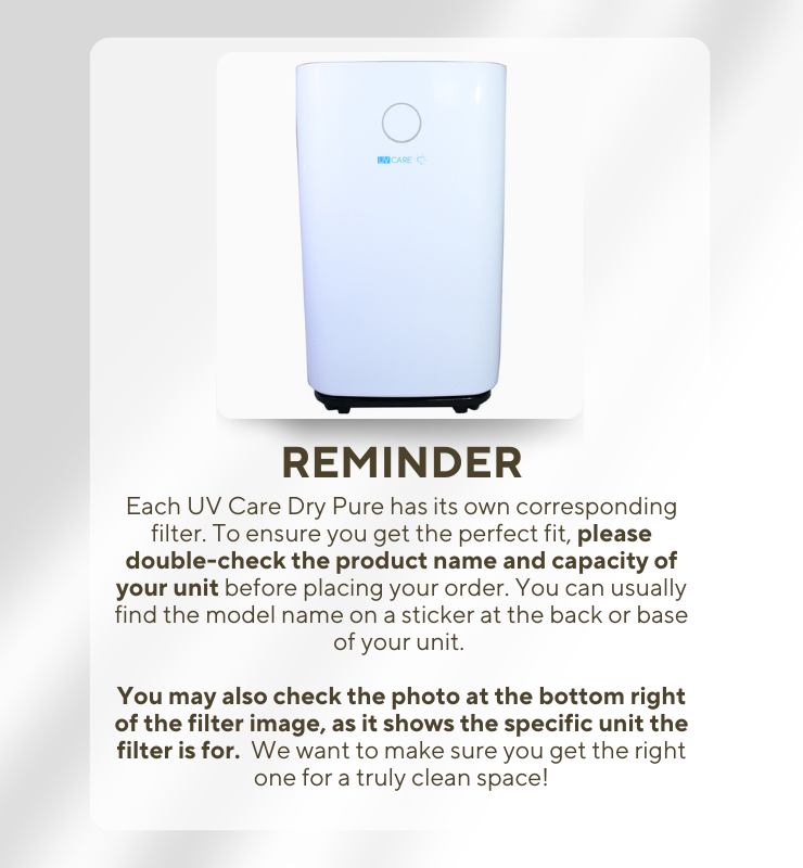 UV Care Dry Pure 2-in-1 Dehumidifier & Air Cleaner HEPA Filter