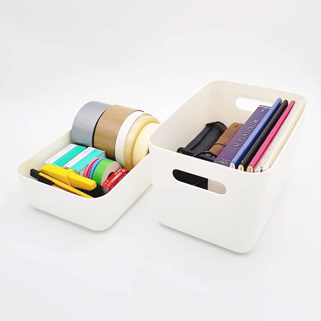 Zen Homes Ivory White Acrylic Storage Boxes with Lids: 4-Piece Set