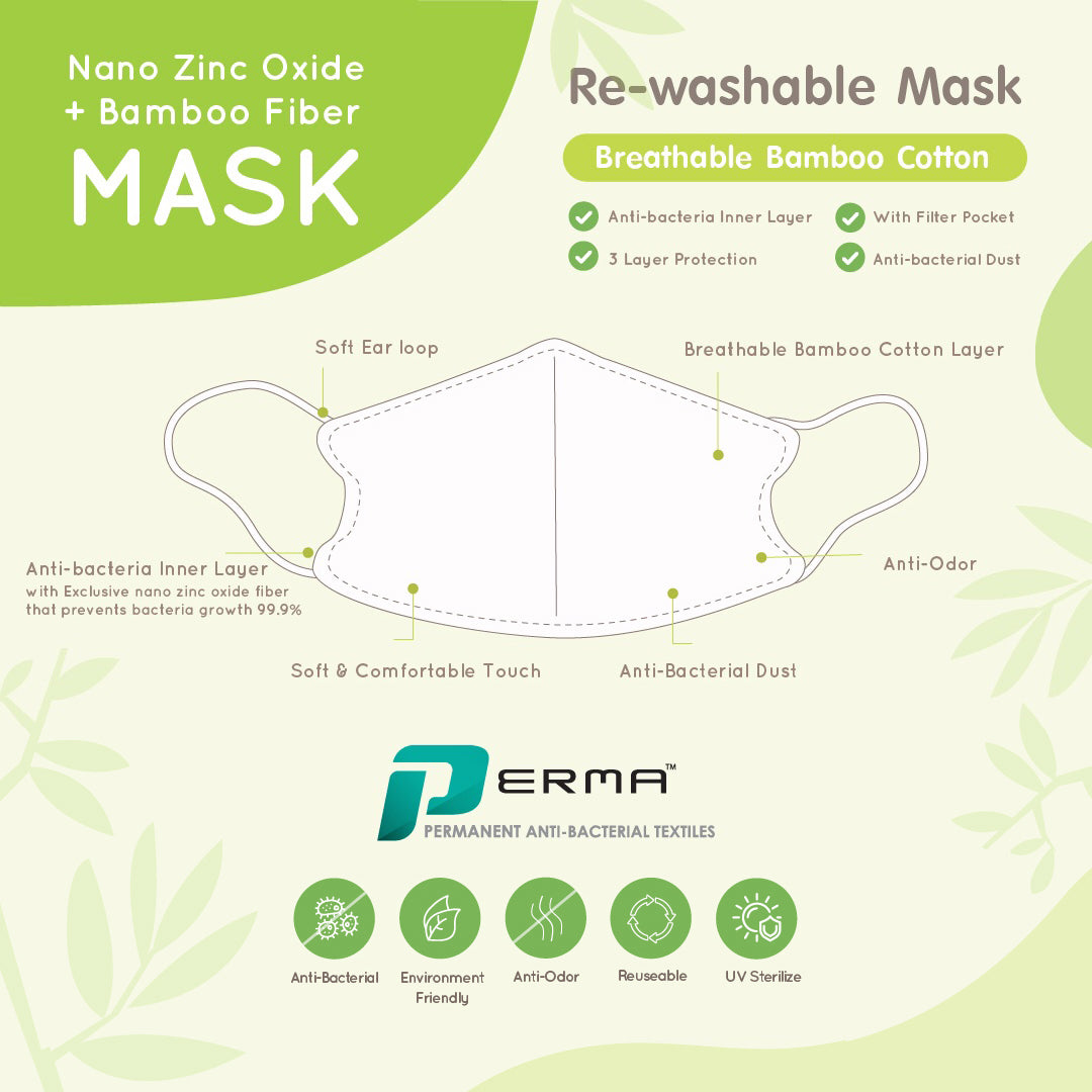 Nappi Baby Nano Zinc Bamboo Mask for Kids (4 to 7yrs old)