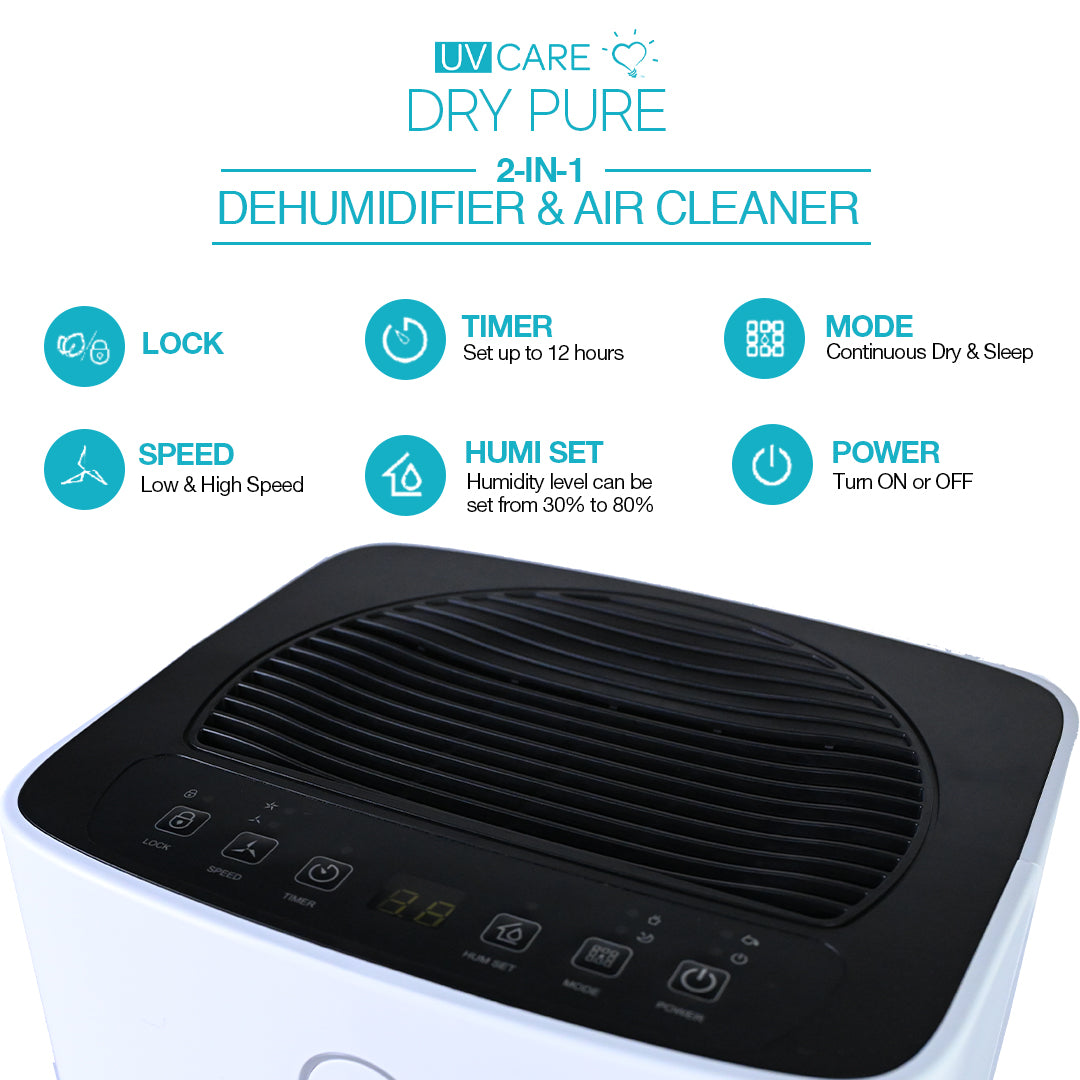 UV Care Dry Pure 2-in-1 Dehumidifier & Air Cleaner: 12L