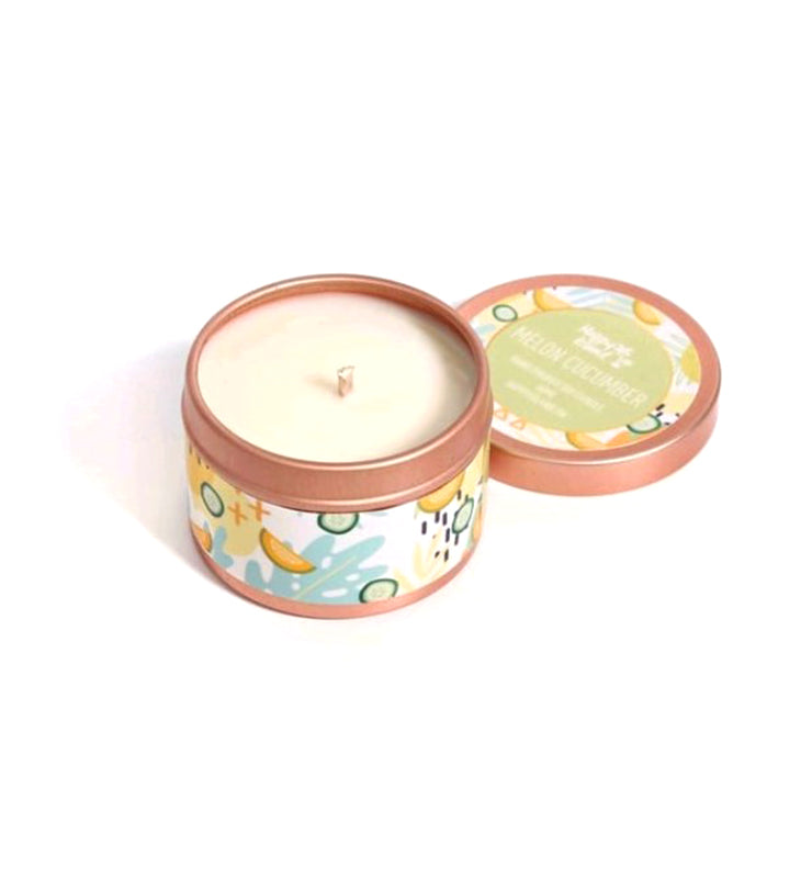 Happy Island Melon Cucumber Soy Candle: Travel Tin 2oz/55g