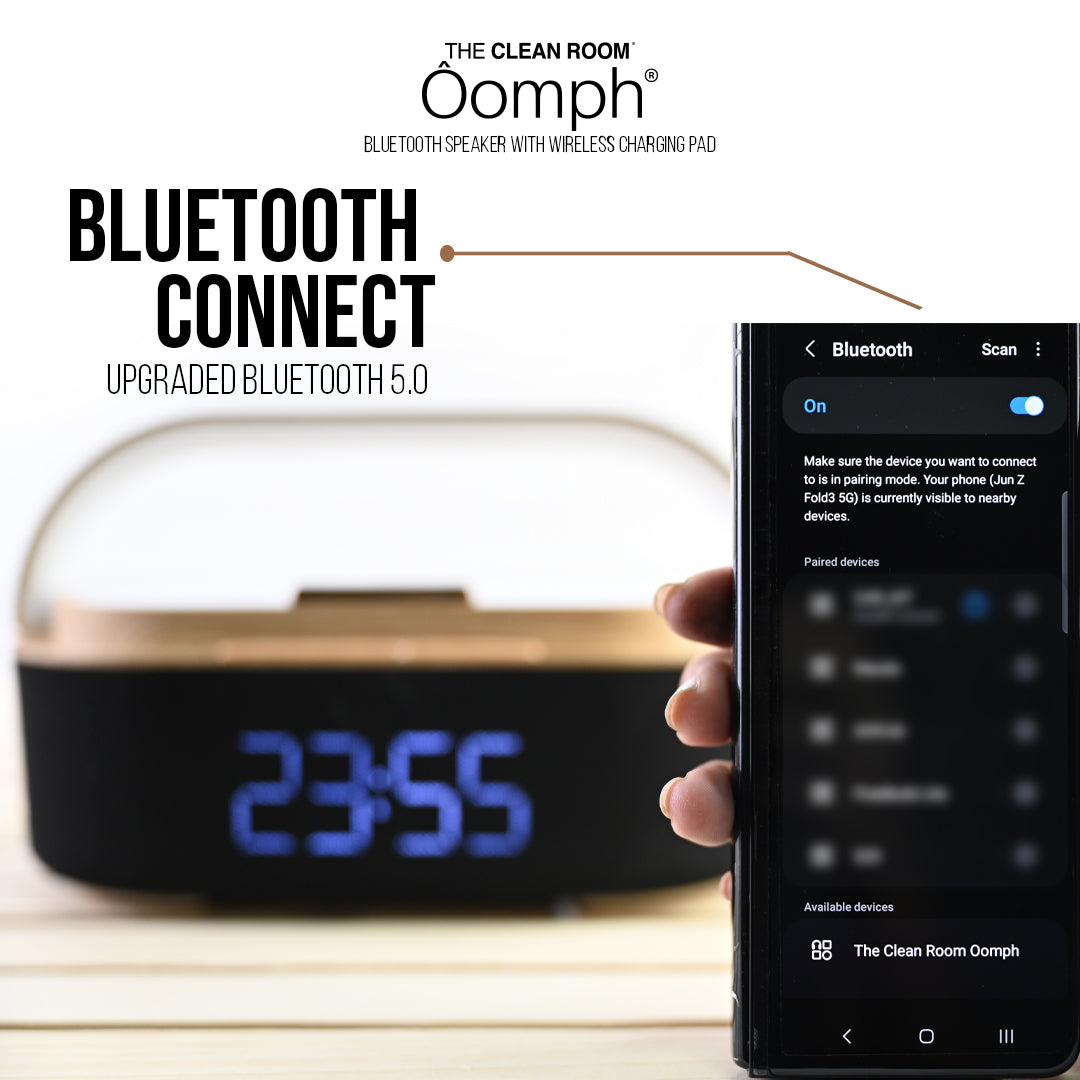The Clean Room Oomph Bluetooth Speaker with Wireless Charging Pad