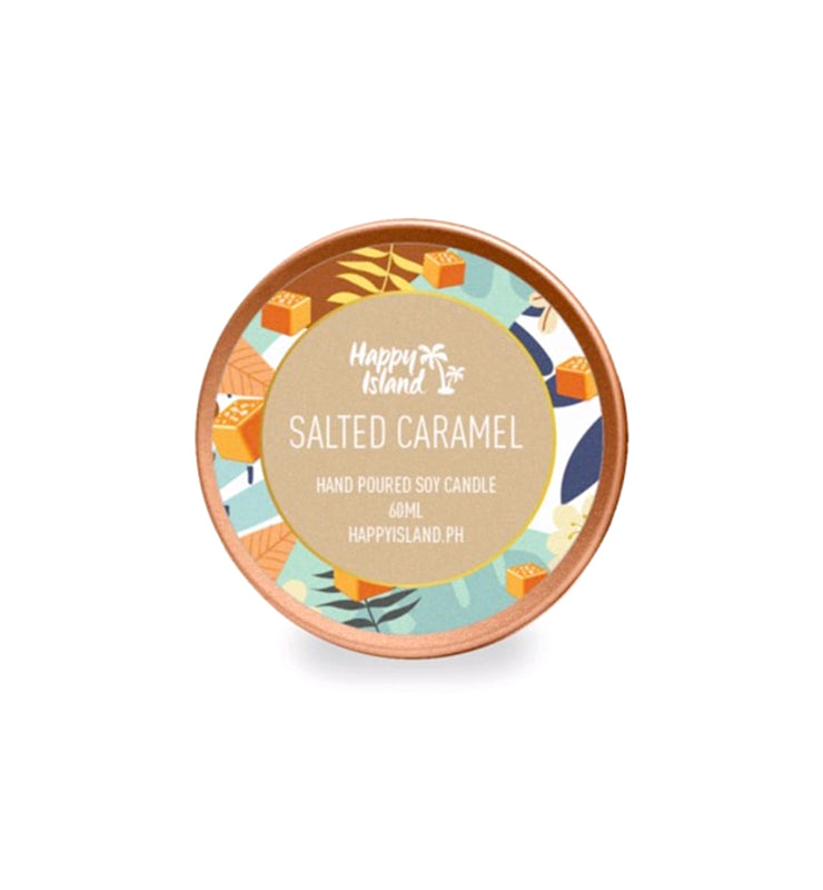 Happy Island Salted Caramel Soy Candle: Travel Tin 2oz/55g