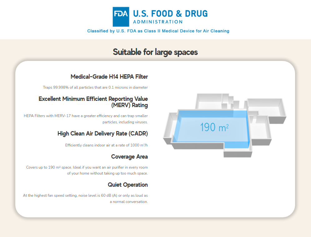 UV Care Super Air Cleaner Pro 2 w/ Medical Grade HEPA Filter & ViruX