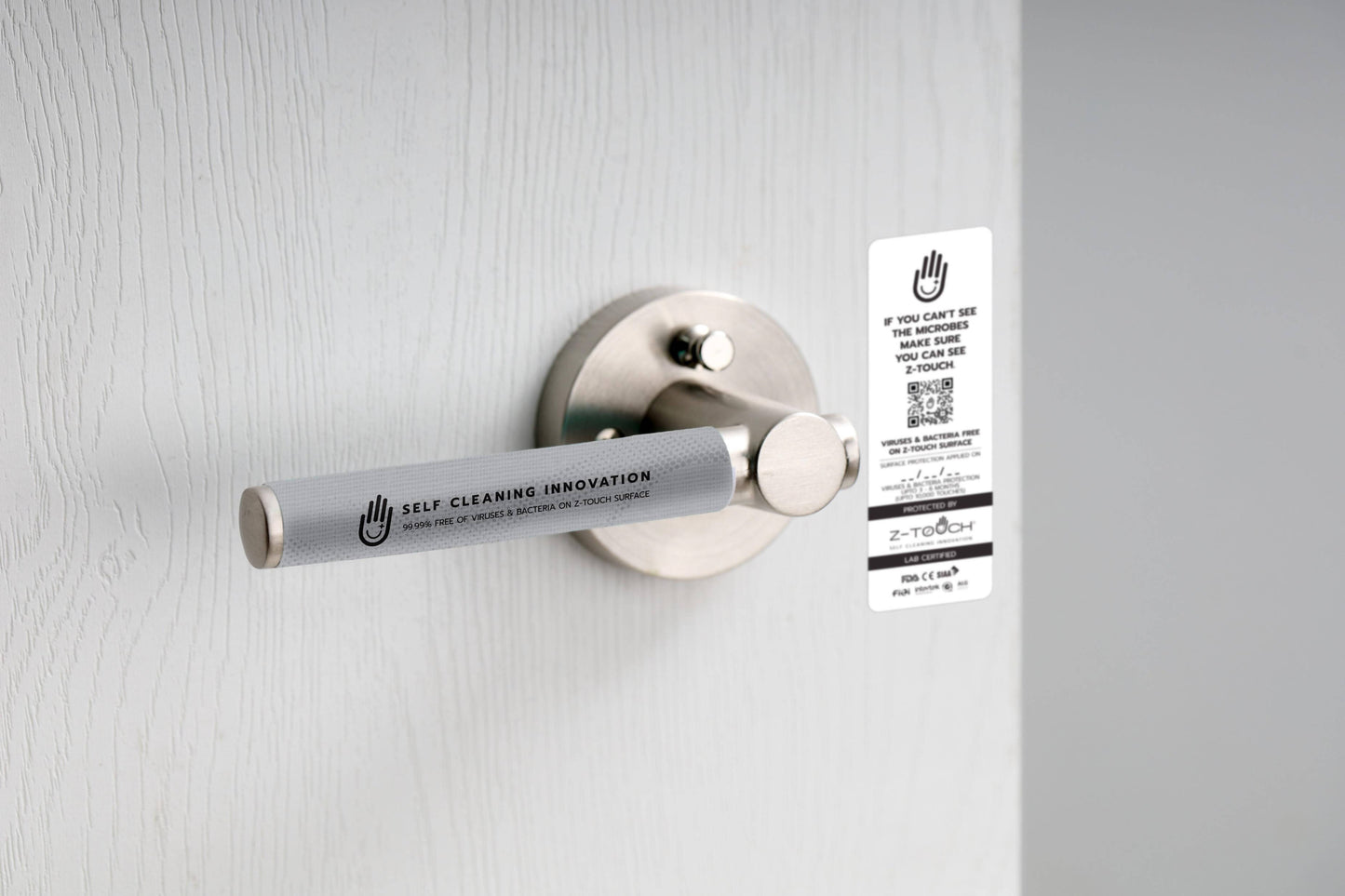 Z-Touch Door Lever Handle Antimicrobial Pad: Disinfection Sheet Version 2