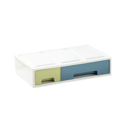 Qubit Level Duo Mini Storage Drawer Organizer Green/Blue