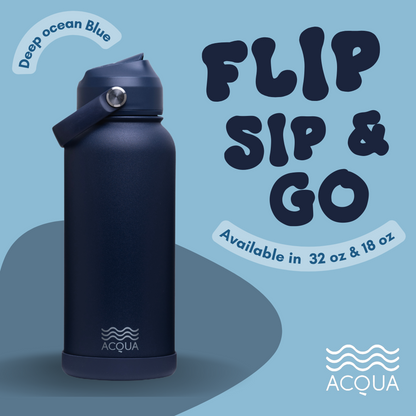 Acqua Flip Sip & Go! Double Wall Insulated Stainless Steel Water Bottle