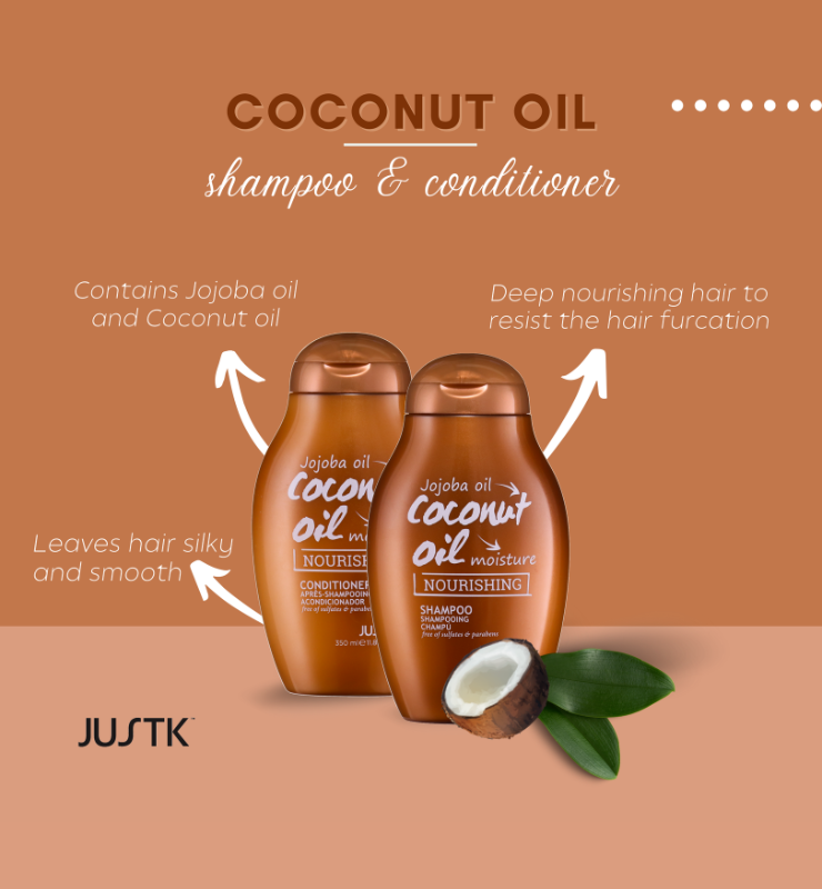 Just K Jojoba Oil & Coconut Oil Moisture Nourishing Shampoo and Conditioner (350ml)