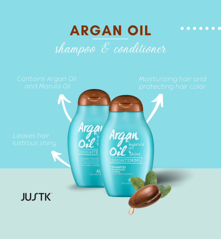 Just K Argan Oil & Marula Oil Brightening Shampoo and Conditioner (350ml)