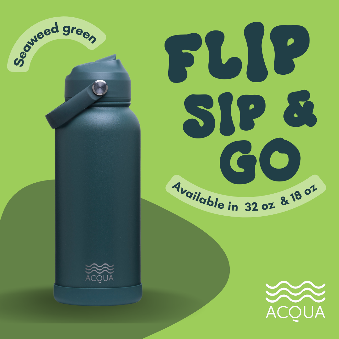 Acqua Flip Sip & Go! Double Wall Insulated Stainless Steel Water Bottle