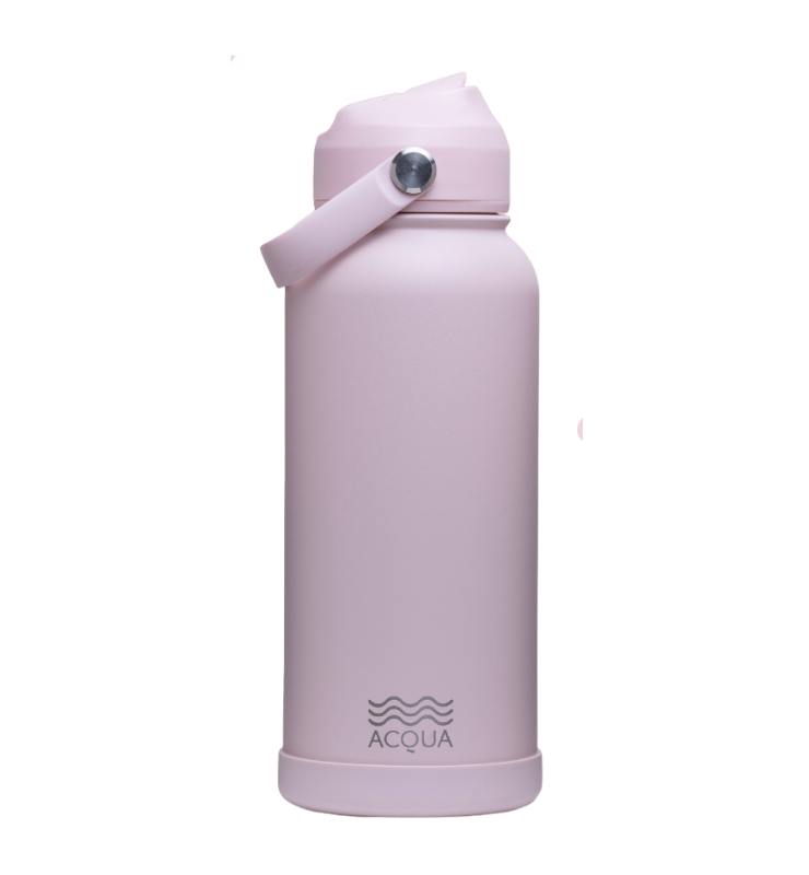Acqua Flip Sip & Go! Double Wall Insulated Stainless Steel Water Bottle: Rose Punch Pink