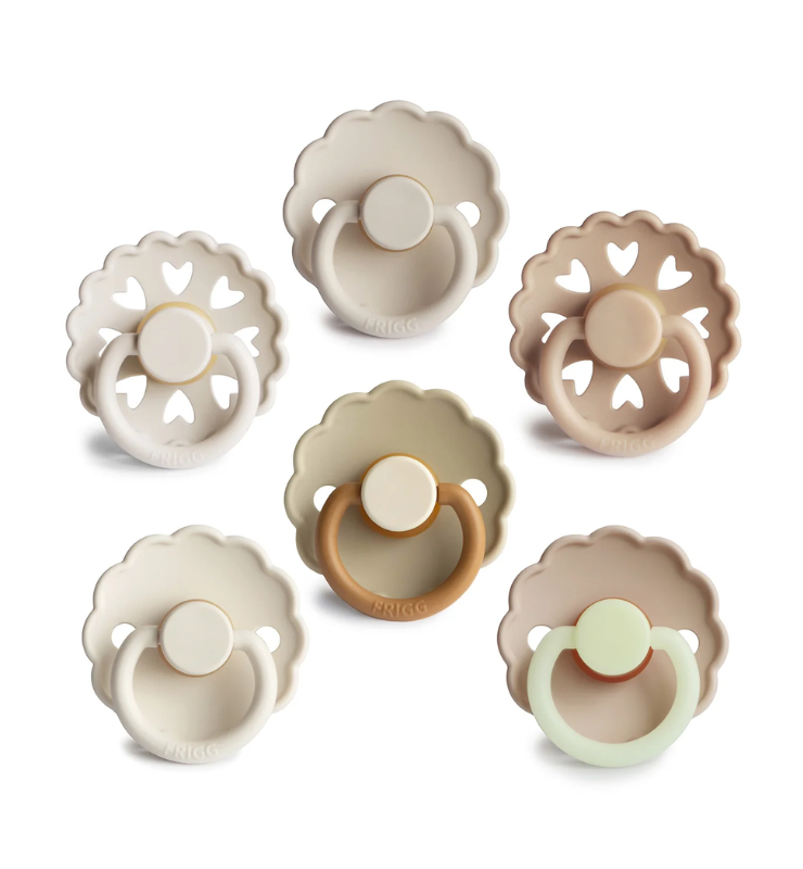 6-Pack Pacifiers Round Latex: Cinnamon Charm