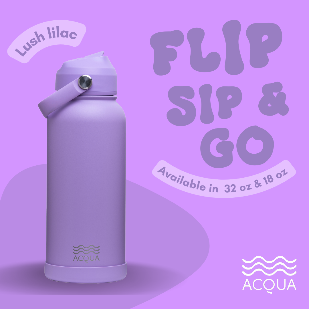 Acqua Flip Sip & Go! Double Wall Insulated Stainless Steel Water Bottle