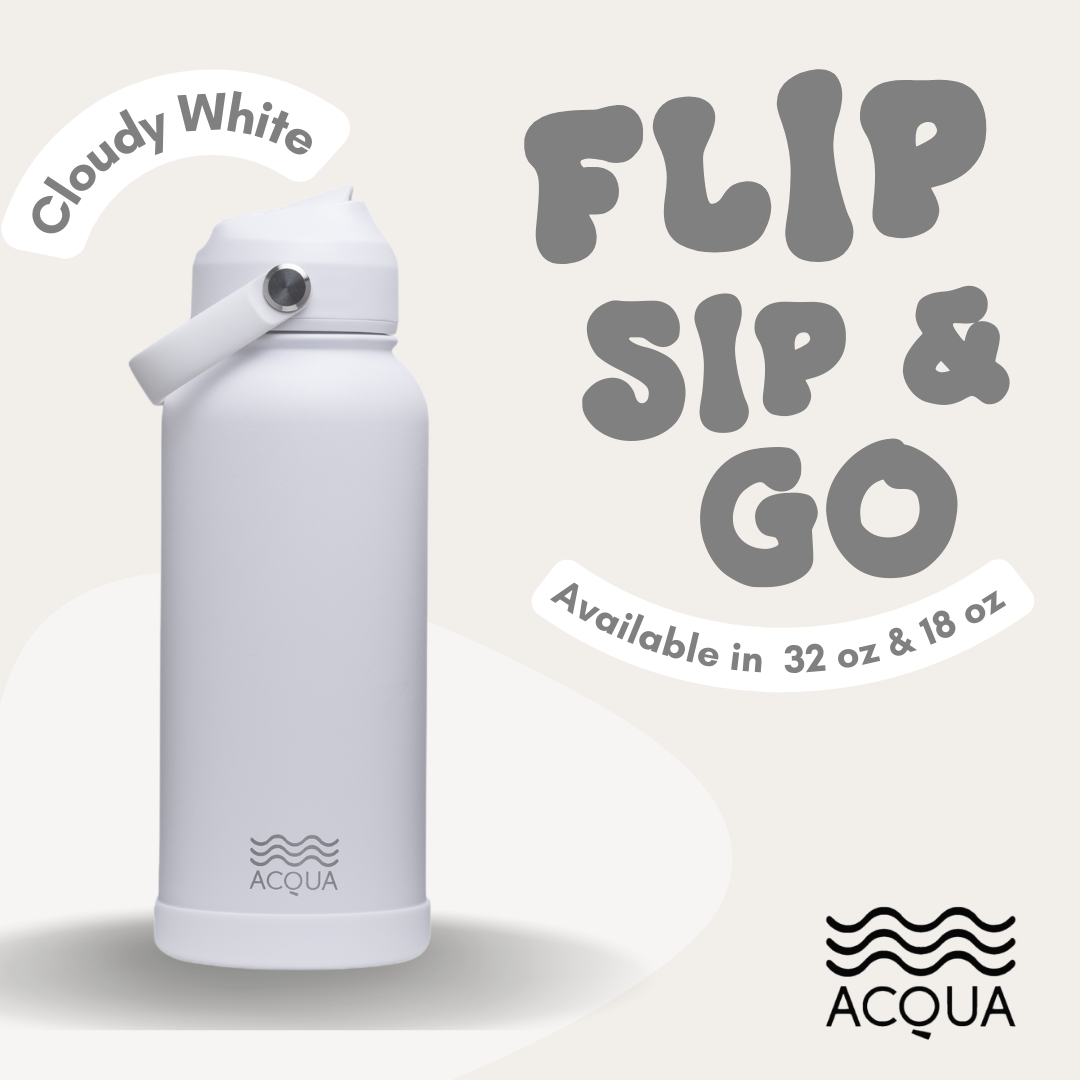 Acqua Flip Sip & Go! Double Wall Insulated Stainless Steel Water Bottle