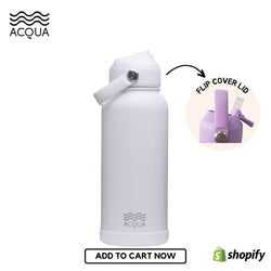 Acqua Flip Sip & Go! Double Wall Insulated Stainless Steel Water Bottle: Cloudy White