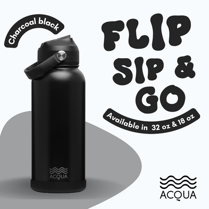 Acqua Flip Sip & Go! Double Wall Insulated Stainless Steel Water Bottle