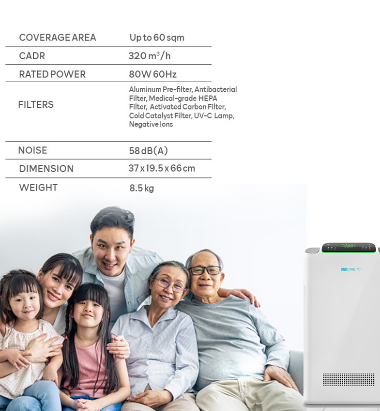 UV Care Super Power Air Cleaner w/ Medical Grade HEPA Filter