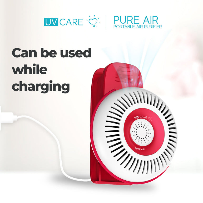 UV Care Pure Air Portable Air Purifier (Viva Magenta) with FREE The Clean Room Powerbank