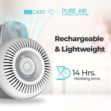 UV Care Pure Air Portable Air Purifier (White & Gray) with FREE The Clean Room Powerbank
