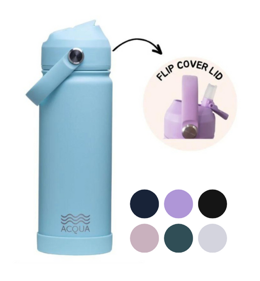 Acqua Flip Sip & Go! Double Wall Insulated Stainless Steel Water Bottle