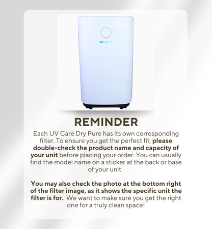 UV Care Dry Pure 2-in-1 Dehumidifier & Air Cleaner HEPA Filter