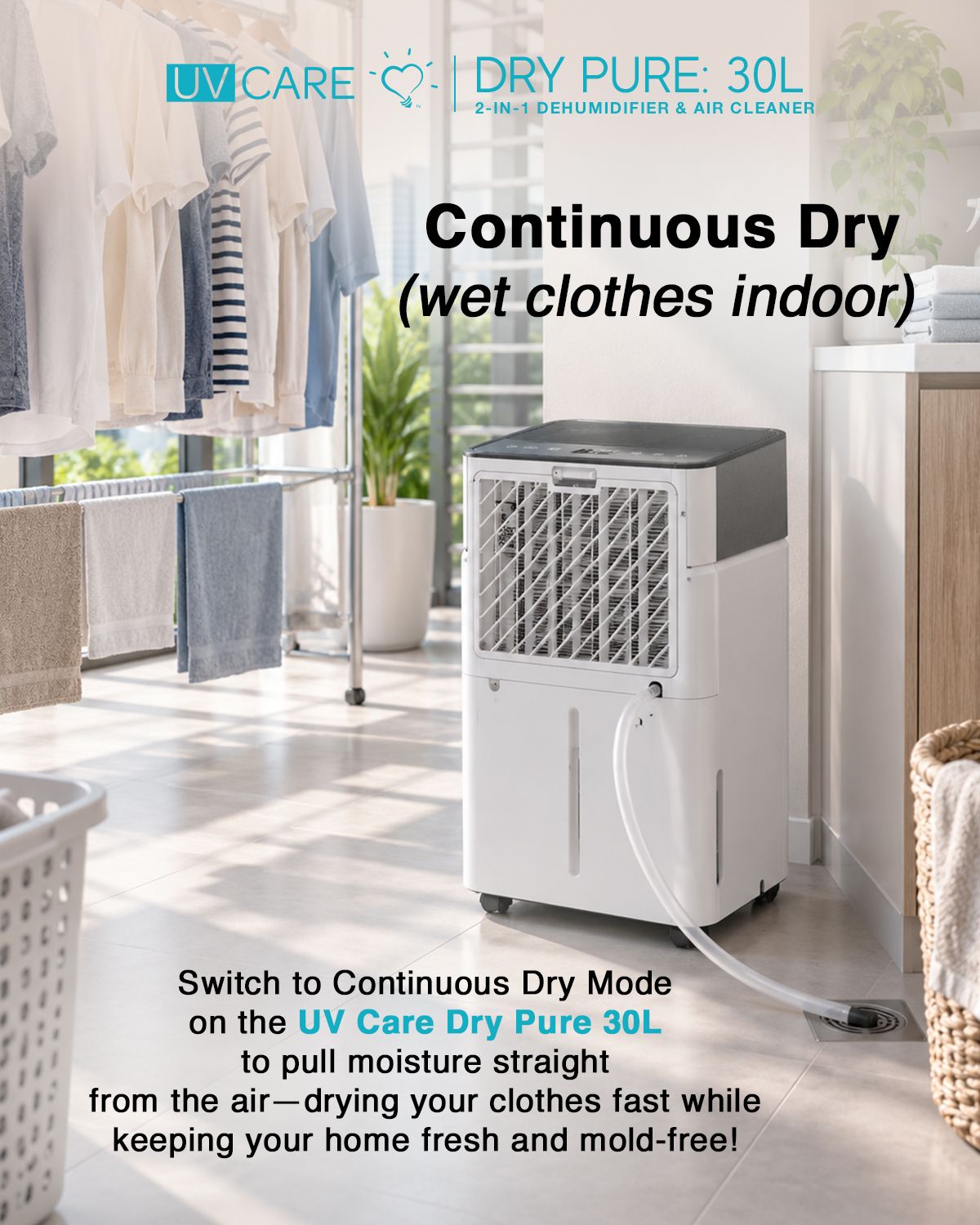 UV Care Dry Pure Dehumidifier & Air Cleaner: 30L (Pre-Order / Unit Not On Hand - Fulfillment after 30 Days)