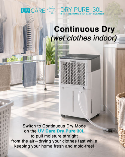 UV Care Dry Pure Dehumidifier & Air Cleaner: 30L (Pre-Order / Unit Not On Hand - Fulfillment after 30 Days)