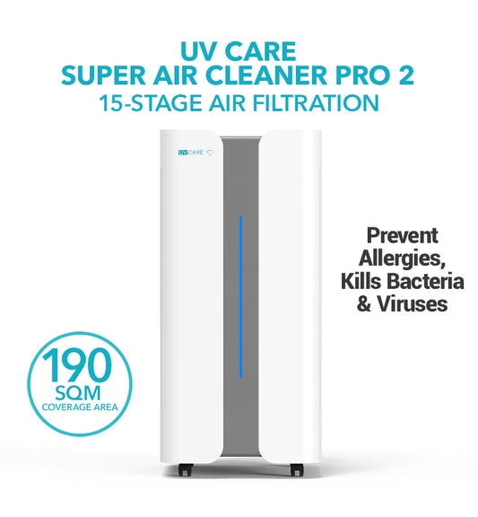 UV Care Super Air Cleaner Pro 2 w/ Medical Grade HEPA Filter & ViruX
