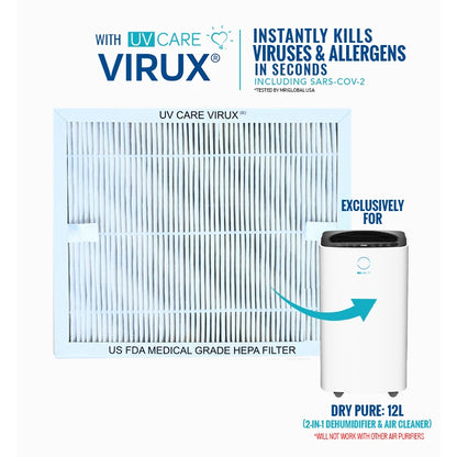 UV Care Dry Pure 2-in-1 Dehumidifier & Air Cleaner HEPA Filter (Unit Sold Separately)