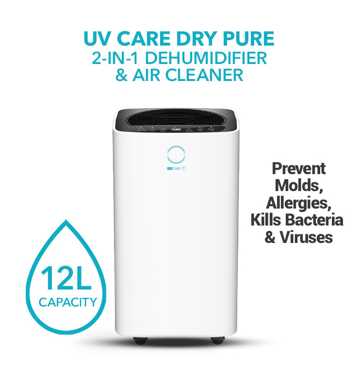 UV Care Dry Pure 2-in-1 Dehumidifier & Air Cleaner: 12L