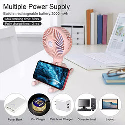 Octopi 3-Speed Portable Multi-Position Fan (2022 Upgraded Version): Pink