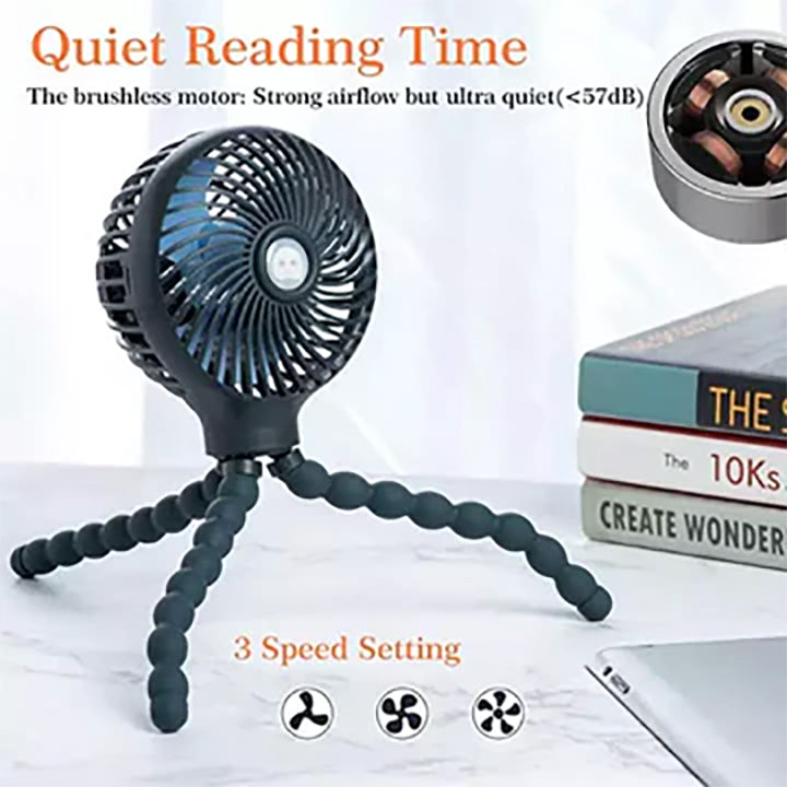 Octopi 3-Speed Portable Multi-Position Fan (2022 Upgraded Version): Raven Black