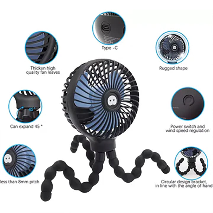 Octopi 3-Speed Portable Multi-Position Fan (2022 Upgraded Version): Pink