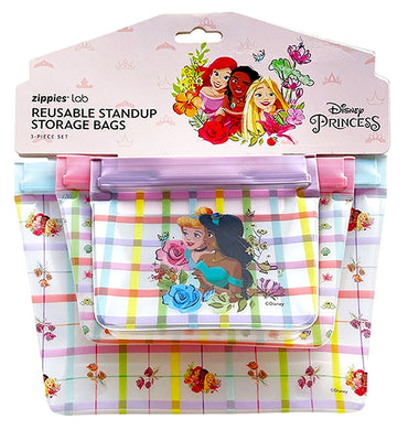 Zippies Lab Disney Princess Floral Plaid Standup Storage Bag 3-pc Set