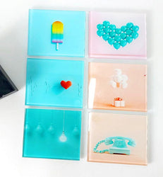 6 Pc. Glass Coasters: Assorted Design