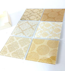6 Pc. Glass Coasters: Assorted Design