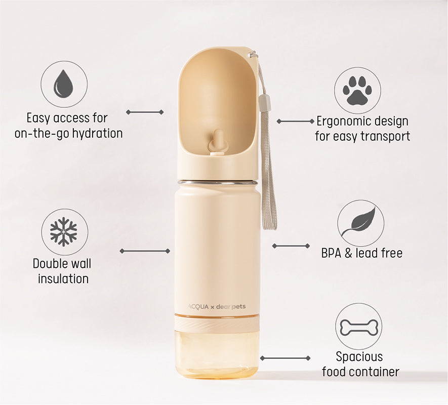 Acqua x Dear Pets Pupperjug Insulated Pet Bottle (18 oz): Peanut Beige