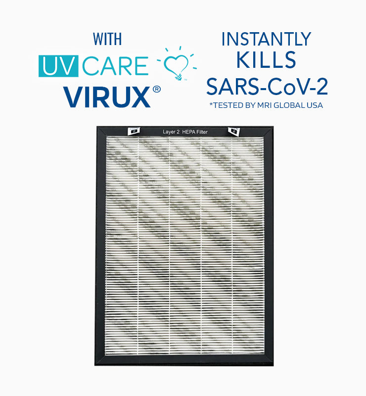 Medical Grade H14 HEPA Replacement Filter w/ ViruX Patented Technology for the UV Care Super Air Cleaner (Instantly Kills SARS-CoV-2)