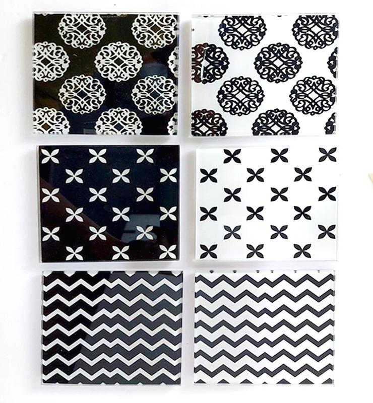 6 Pc. Glass Coasters: Assorted Design