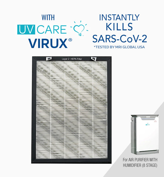 Medical Grade H13 HEPA Replacement Filter w/ ViruX Patented Technology for the UV Care Air Purifier with Humidifier (Instantly Kills SARS-CoV-2)