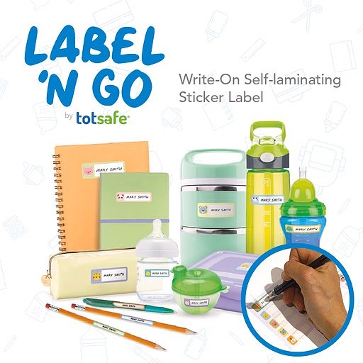 Totsafe Label N Go Write-On Self Laminating Stickers: Prints and Patterns