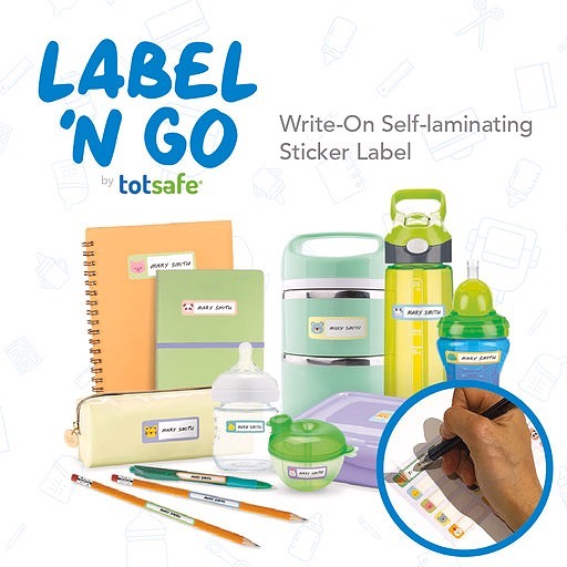 Totsafe Label N Go Write-On Self Laminating Stickers: Basic Colors