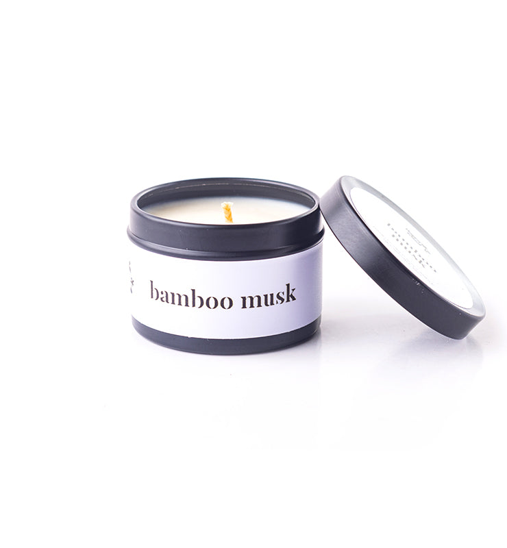 Happy Island Bamboo Musk Soy Candle: Travel Tin 2oz/55g