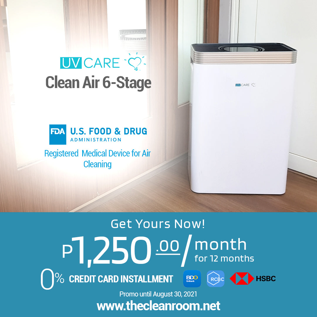UV Care Clean Air 6-in-1 Air Purifier w/ Medical Grade H14 HEPA Filter & ViruX Patented Technology (Instantly Kills SARS-CoV-2)