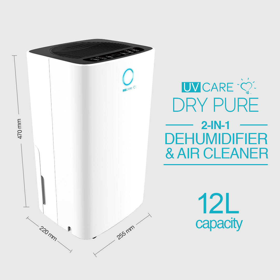 UV Care Dry Pure 2-in-1 Dehumidifier & Air Cleaner: 12L