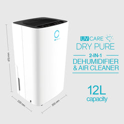 UV Care Dry Pure 2-in-1 Dehumidifier & Air Cleaner: 12L